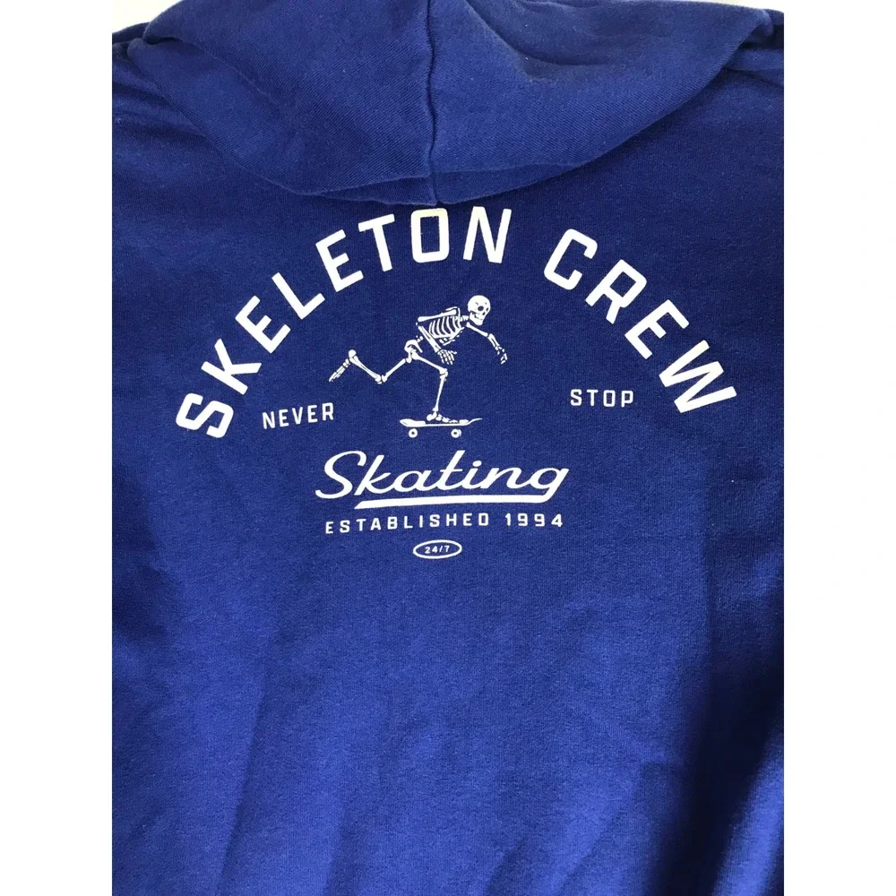 Old Navy Boys Blue Skeleton Crew Skating Zip Up Hoodie Sweatshirt Size L 10-12